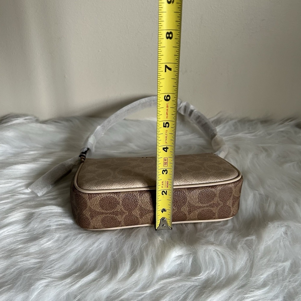 Coach Nolita 19 Sand Tan Signature Canvas Leather Wristlet Bag NEW - Picture 9 of 9